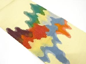 手織り紬　壷垂れ模様織り出し名古屋帯